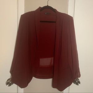 Sheer Sleeve Burgundy Blazer